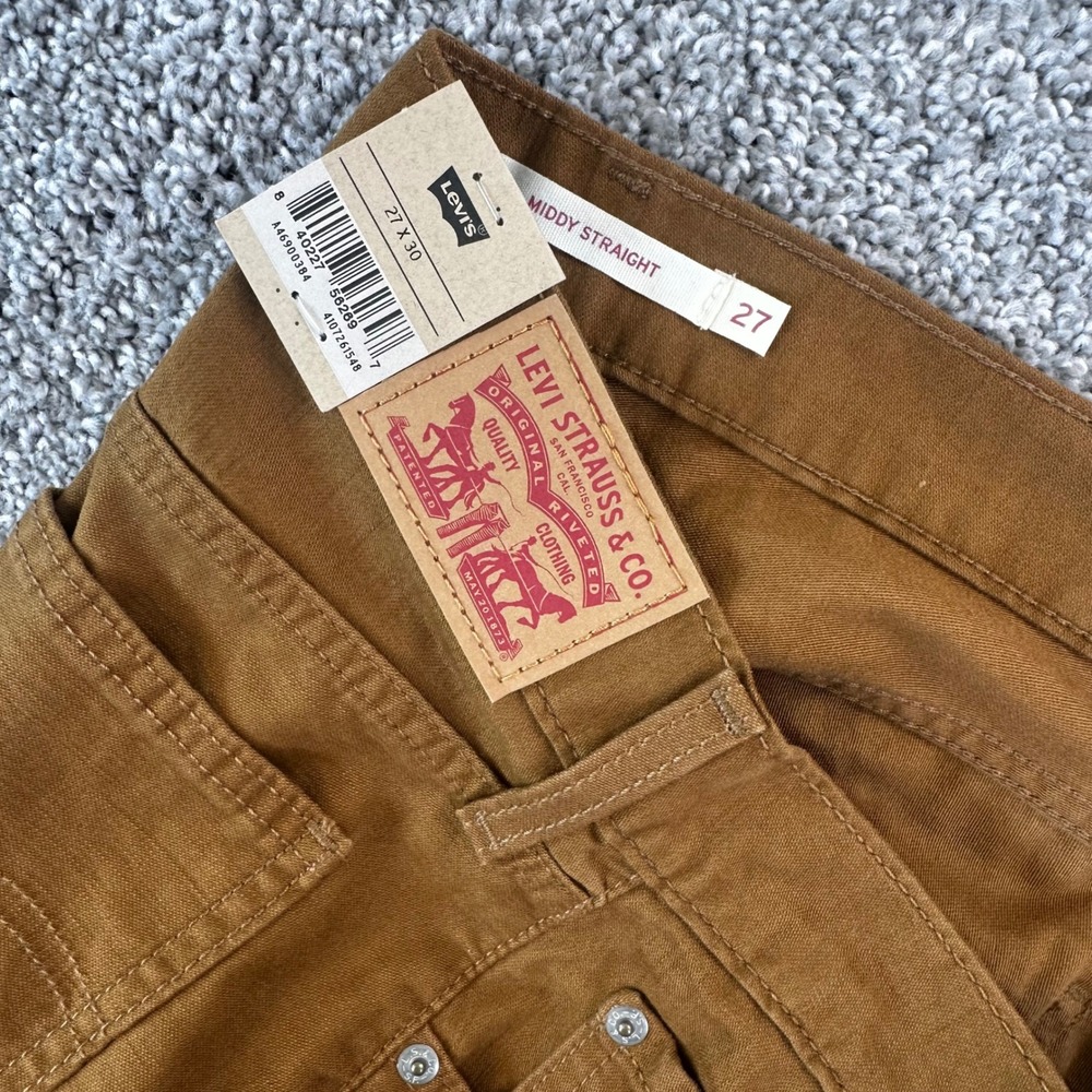 Levis Middy Straight Jeans Women 27 Brown Mid Rise Cotton Street Gorpcore NEW